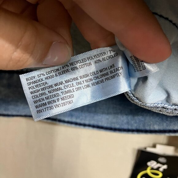 NWT Art Class Boys Size M8 Light Blue Stretch Hood Long Sleeve Denim Jacket - Picture 7 of 14